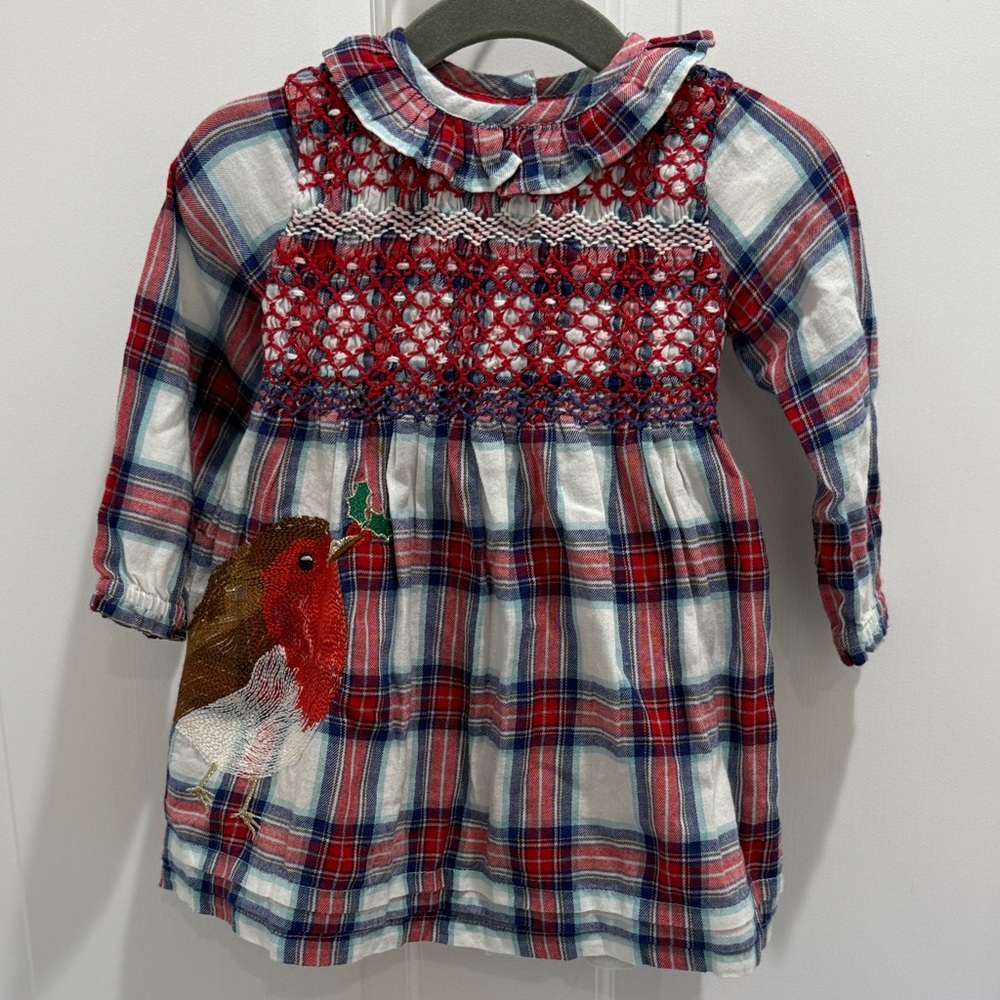 Baby Boden Multicolor Holiday Plaid Dress